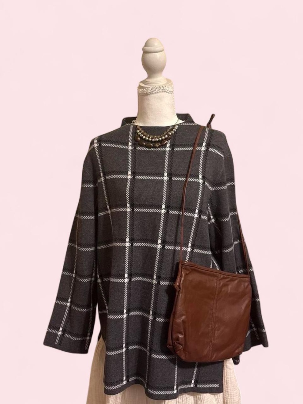 Dark Grey Plaid Sweater